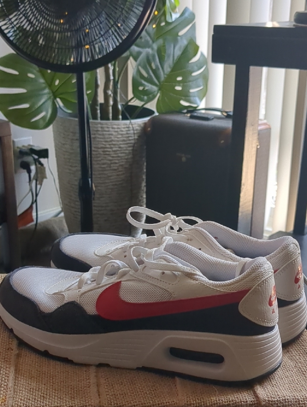 Nike Air Max White, Red and Black Big Kids' Low-Top Sneakers